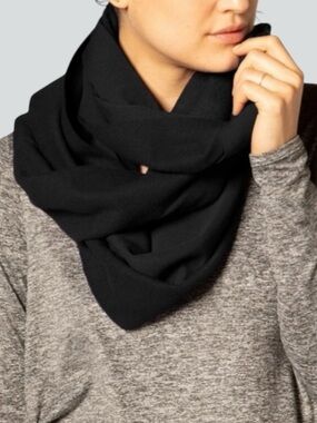Beyond Yoga Black Infinity Scarf with Pocket